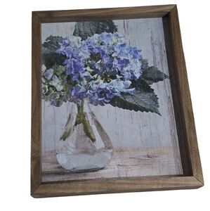 Blue Hydrangea Print In Wooden Frame